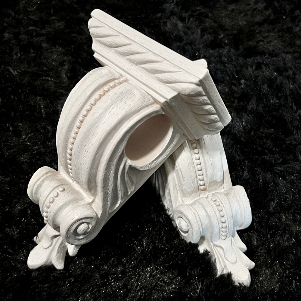 Set of (10) ten vintage plaster curtain rod holders